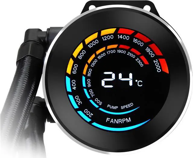 Alt view image 4 of 7 - SAMA T360 Black liquid Cooler 360mm ARGB AIO Radiator LCD Temperature Display Screen  CPU Cooler with PWM Silent Fans