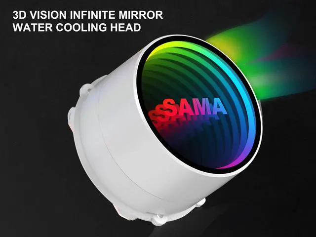 Alt view image 6 of 7 - SAMA PS240 Black AIO Liquid Cooler 240mm ARGB CPU Radiator with Infinity Mirror PWM Fans ARGB Effects Tube Water Cooler