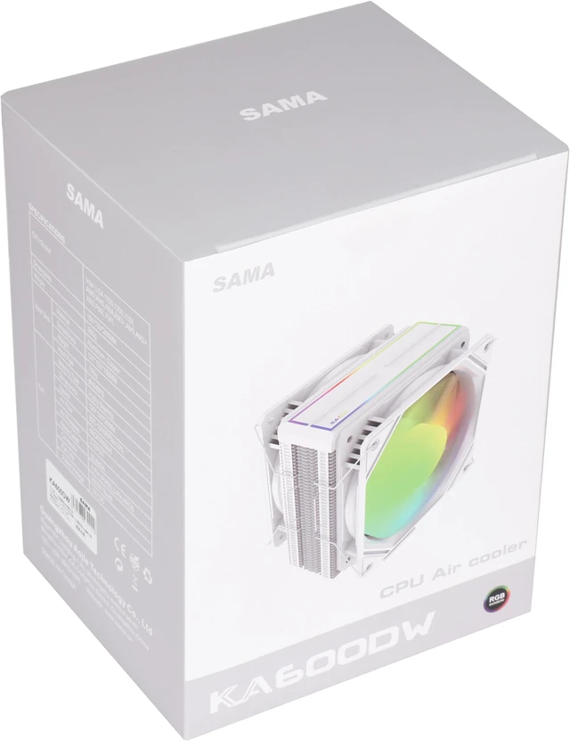 SAMA KA600DW RGB CPU AirCooler 120mm 12V 6 Heat PipeDual Platform PWM ...