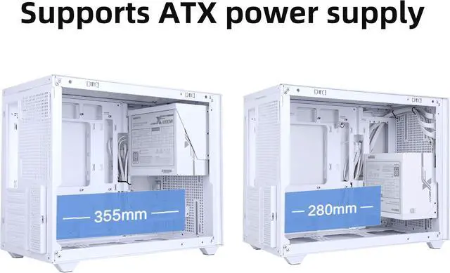 Alt view image 6 of 7 - SAMA IM01 Pro  Steel /Tempered Glass Micro ATX Tower Computer Case Back plug motherboard support PC Case White