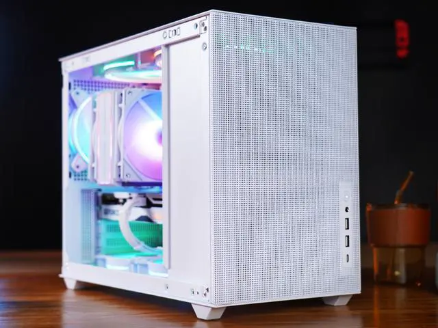 Alt view image 2 of 7 - SAMA IM01 Pro  Steel /Tempered Glass Micro ATX Tower Computer Case Back plug motherboard support PC Case White