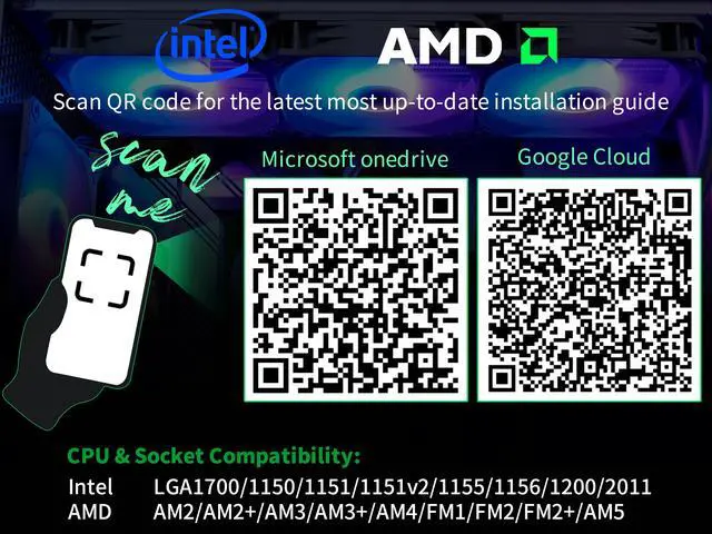 Alt view image 7 of 7 - SAMA T360 White liquid Cooler 360mm ARGB AIO Radiator LCD Temperature Display Screen CPU Cooler with PWM Silent Fans