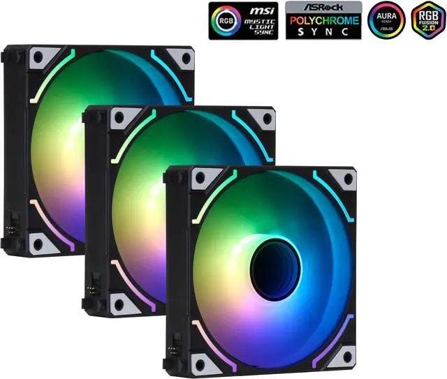 Main image of SAMA YE1203 PWM ARGB PC Case Fan 120mm Black, 3 in 1 High Airflow Low Noise Computer Cooling Fans, RGB Intelligent Control Uni Fan