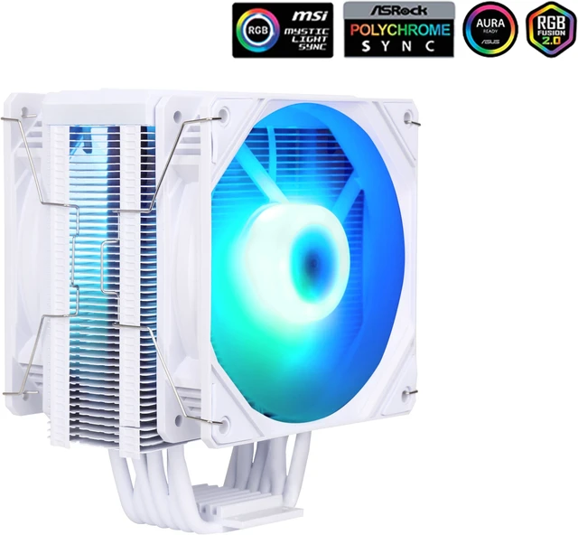 SAMA KA600DW RGB CPU Air Cooler 120mm 12V 6 Heat Pipe Dual Platform PWM ...