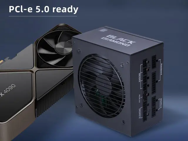 Alt view image 2 of 7 - SAMA 1000W 80Plus Gold Certified Power Supply, Full Modular Full Range 12VHPWR Japanese Large Capacitors 14cm PSU, FDB Silent Fan active PFC, Support PCI-E 5.0 Extension for GPU,10 Year Warranty