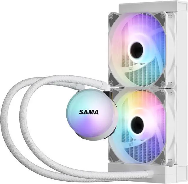 Alt view image 6 of 7 - SAMA SI240 White Liquid Cooler 240mm AIO Radiator Addressable RGB PWM Fan CPU cooler for Intel AMD PC Case