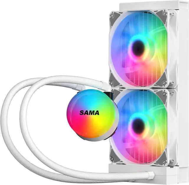 Alt view image 3 of 7 - SAMA SI240 White Liquid Cooler 240mm AIO Radiator Addressable RGB PWM Fan CPU cooler for Intel AMD PC Case