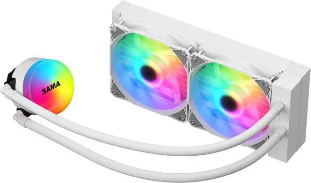Alt view image 2 of 7 - SAMA SI240 White Liquid Cooler 240mm AIO Radiator Addressable RGB PWM Fan CPU cooler for Intel AMD PC Case