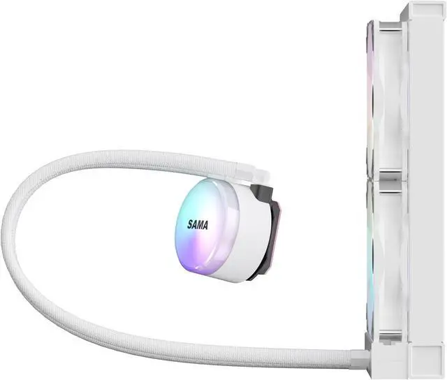 Alt view image 7 of 7 - SAMA SI240 White Liquid Cooler 240mm AIO Radiator Addressable RGB PWM Fan CPU cooler for Intel AMD PC Case
