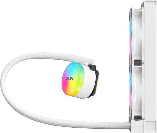 Alt view image 4 of 7 - SAMA SI240 White Liquid Cooler 240mm AIO Radiator Addressable RGB PWM Fan CPU cooler for Intel AMD PC Case
