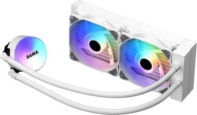 Alt view image 5 of 7 - SAMA SI240 White Liquid Cooler 240mm AIO Radiator Addressable RGB PWM Fan CPU cooler for Intel AMD PC Case