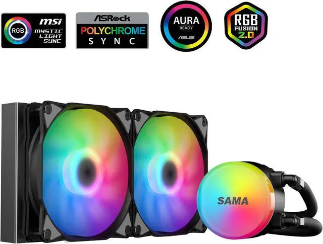 Main image of SAMA SI240 Black Liquid Cooler 240mm AIO Radiator Addressable RGB PWM Fan CPU cooler for Intel AMD PC Case