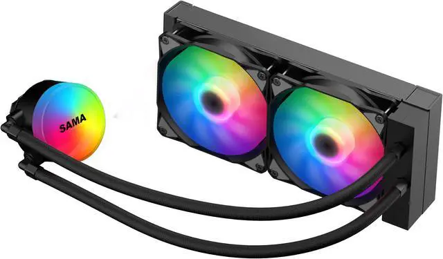 Alt view image 2 of 7 - SAMA SI240 Black Liquid Cooler 240mm AIO Radiator Addressable RGB PWM Fan CPU cooler for Intel AMD PC Case