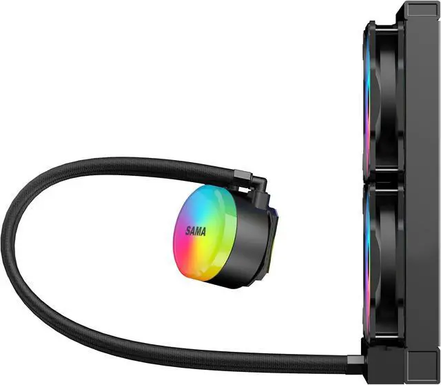 Alt view image 4 of 7 - SAMA SI240 Black Liquid Cooler 240mm AIO Radiator Addressable RGB PWM Fan CPU cooler for Intel AMD PC Case