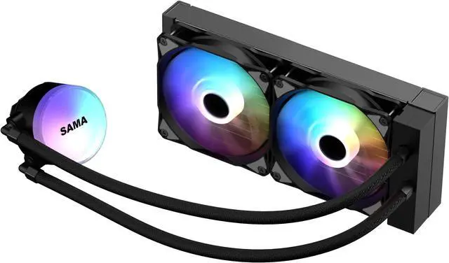 Alt view image 5 of 7 - SAMA SI240 Black Liquid Cooler 240mm AIO Radiator Addressable RGB PWM Fan CPU cooler for Intel AMD PC Case