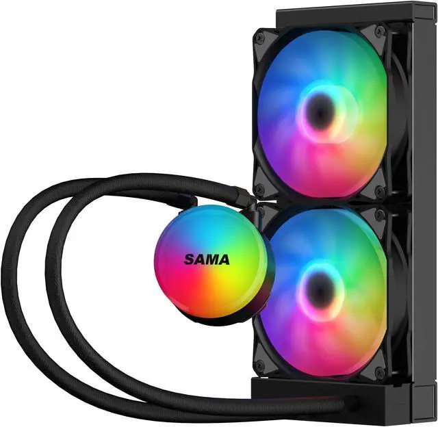 Alt view image 3 of 7 - SAMA SI240 Black Liquid Cooler 240mm AIO Radiator Addressable RGB PWM Fan CPU cooler for Intel AMD PC Case