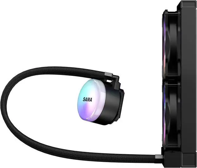 Alt view image 7 of 7 - SAMA SI240 Black Liquid Cooler 240mm AIO Radiator Addressable RGB PWM Fan CPU cooler for Intel AMD PC Case