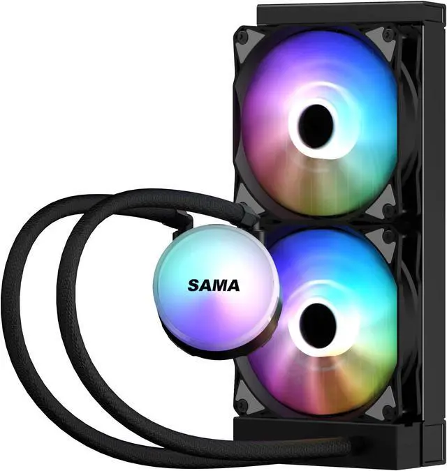 Alt view image 6 of 7 - SAMA SI240 Black Liquid Cooler 240mm AIO Radiator Addressable RGB PWM Fan CPU cooler for Intel AMD PC Case