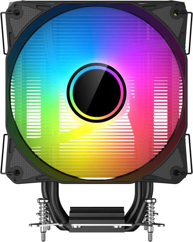 Alt view image 3 of 7 - SAMA CPU Air Cooler 4 Heat Copper Pipe 120mm Cooling Fan Addressable RGB Aluminum PC CPU Heatsink for Intel 775/115X/1700/1200/1366 AMD FM2+/FM2/FM1/AM4/AM3/M2+/AM2/AM5 Black