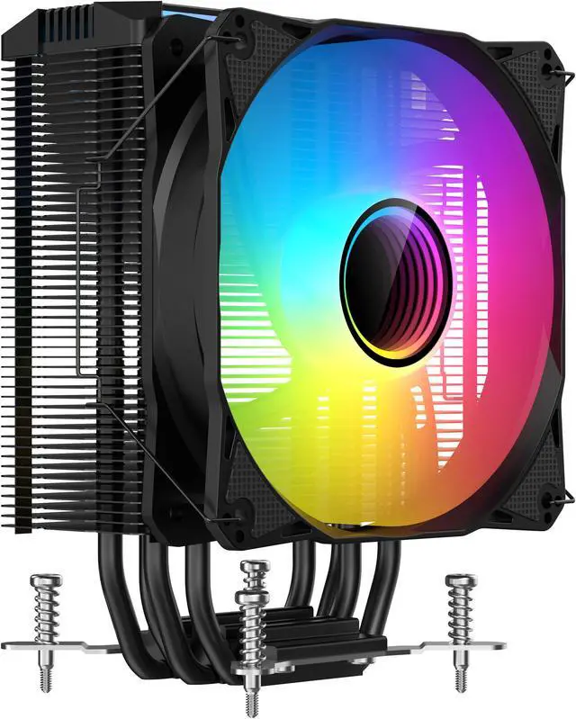 Alt view image 4 of 7 - SAMA CPU Air Cooler 4 Heat Copper Pipe 120mm Cooling Fan Addressable RGB Aluminum PC CPU Heatsink for Intel 775/115X/1700/1200/1366 AMD FM2+/FM2/FM1/AM4/AM3/M2+/AM2/AM5 Black