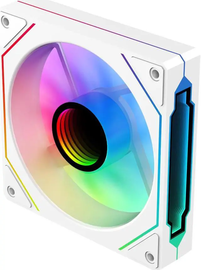 Alt view image 6 of 7 - SAMA YF1202I White PWM ARGB120mm Case Fans, 4Pin PWM 5V 3Pin ARGB High Airflow Low Noise Infinity Mirror Cooling Fan