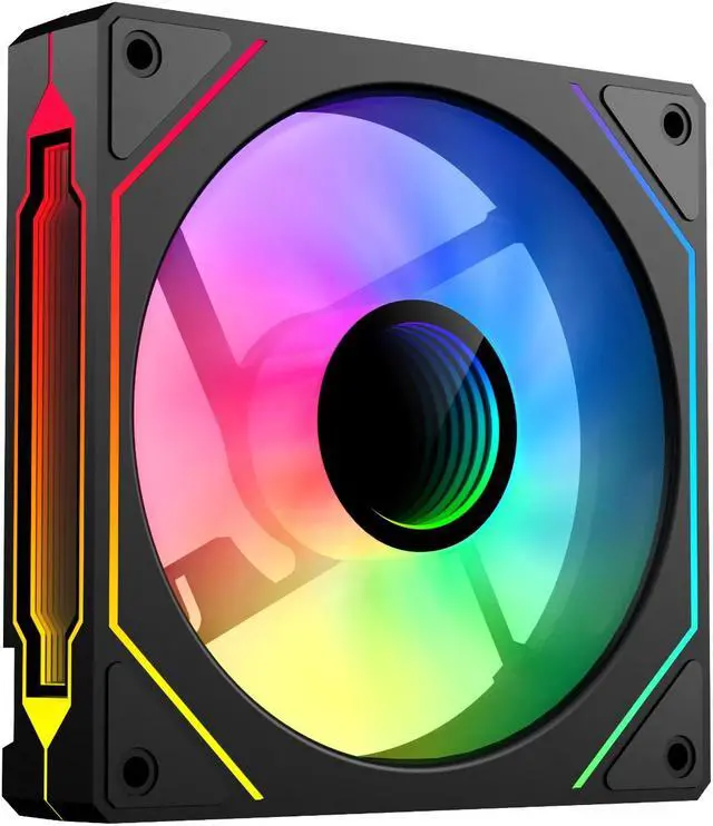 Alt view image 5 of 7 - SAMA YF1202I Black PWM ARGB120mm Case Fans, 4Pin PWM 5V 3Pin ARGB High Airflow Low Noise Infinity Mirror Cooling Fan