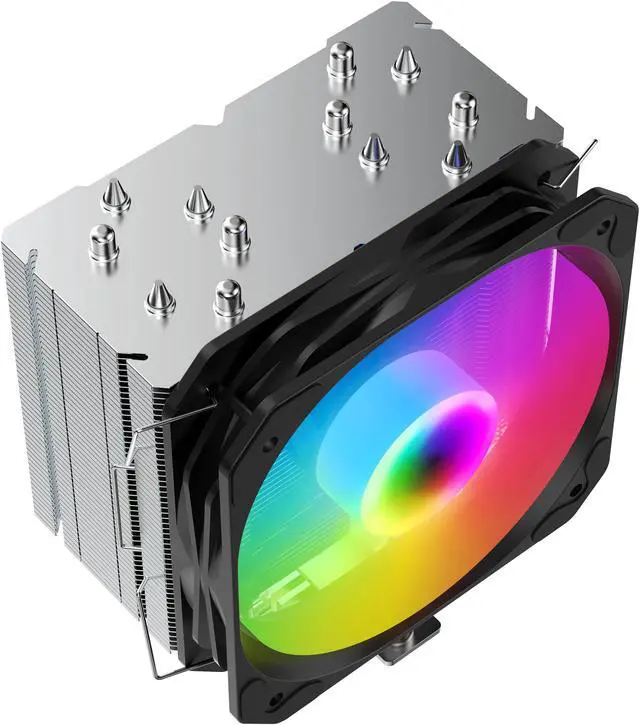 Alt view image 4 of 7 - SAMA 6P130 ARGB Blcak CPU Air Cooler 130mm Cooling Fan Addressable RGB Aluminum PC CPU Heatsink