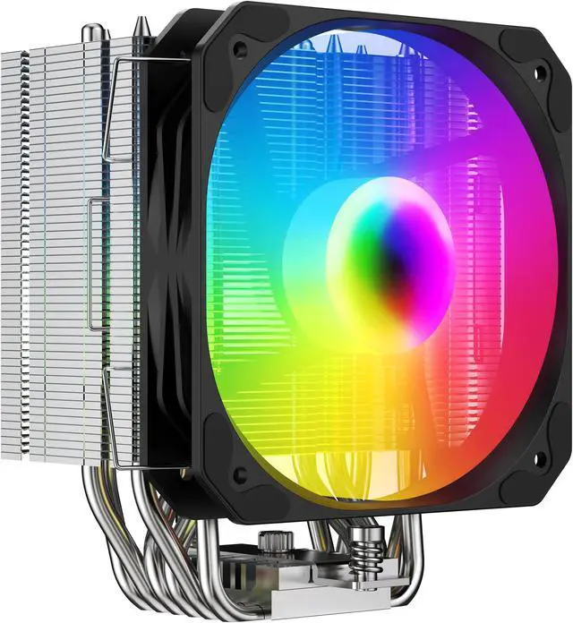 Alt view image 2 of 7 - SAMA 6P130 ARGB Blcak CPU Air Cooler 130mm Cooling Fan Addressable RGB Aluminum PC CPU Heatsink