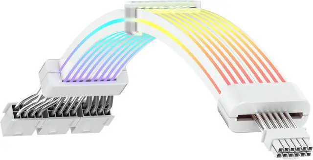 Main image of SAMA PCI-E 5.0 GPU PSU ARGB Cable 12+4pin to 3×8PIN 12VHPWR Sleeved Addressable Extension Cable Plug Connector 340mm 16AWG for RTX 3090Ti 4070 4080 White