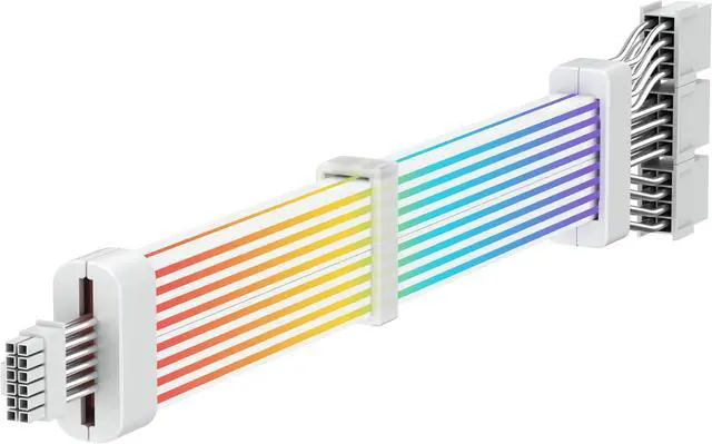 Alt view image 2 of 2 - SAMA PCI-E 5.0 GPU PSU ARGB Cable 12+4pin to 3×8PIN 12VHPWR Sleeved Addressable Extension Cable Plug Connector 340mm 16AWG for RTX 3090Ti 4070 4080 White