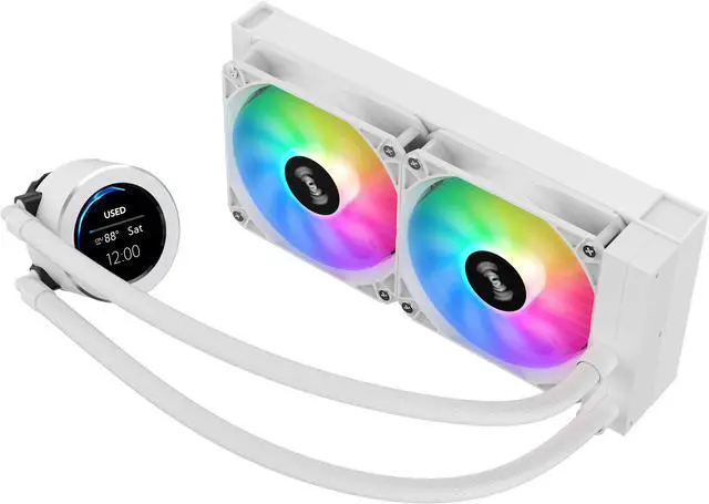 Alt view image 5 of 7 - SAMA SM240 White liquid Cooler 240mm White with ARGB AIO Radiator LCD Video Temperature Display Screen, PC CPU Cooler with PWM Silent Fans