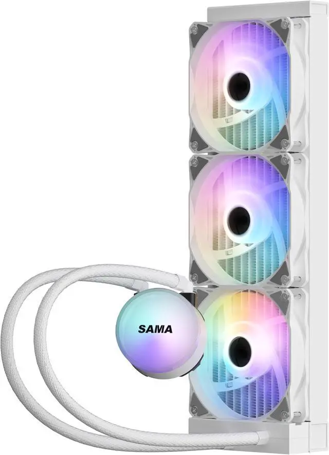 Alt view image 6 of 7 - SAMA SI360 Liquid CPU Cooler 360mm Addressable RGB Pump PWM & FDB Fans AIO Water Cooler