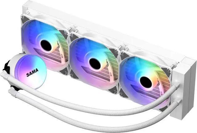 Alt view image 5 of 7 - SAMA SI360 Liquid CPU Cooler 360mm Addressable RGB Pump PWM & FDB Fans AIO Water Cooler