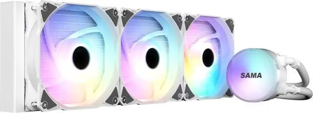 Alt view image 7 of 7 - SAMA SI360 Liquid CPU Cooler 360mm Addressable RGB Pump PWM & FDB Fans AIO Water Cooler
