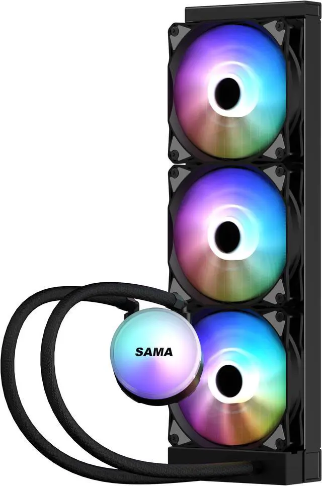 Alt view image 6 of 7 - SAMA SI360 Liquid CPU Cooler 360mm Addressable RGB Pump PWM & FDB Fans AIO Water Cooler