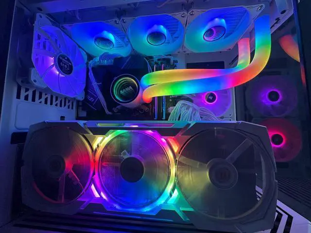 Alt view image 8 of 7 - SAMA PS360 Black AIO Liquid Cooler 360mm ARGB CPU Radiator with Infinity Mirror PWM Fans ARGB Effects Tube Water Cooler