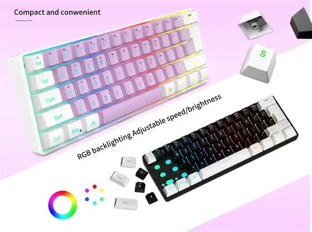 Alt view image 3 of 7 - SAMA Gaming Keyboard 60 percent, 61 Keys RGB Backlit Wired Keyboard, Waterproof Mini Compact Gaming Keyboard for PC/Mac Gamer, Travel, Easy to Carry on Business Trip