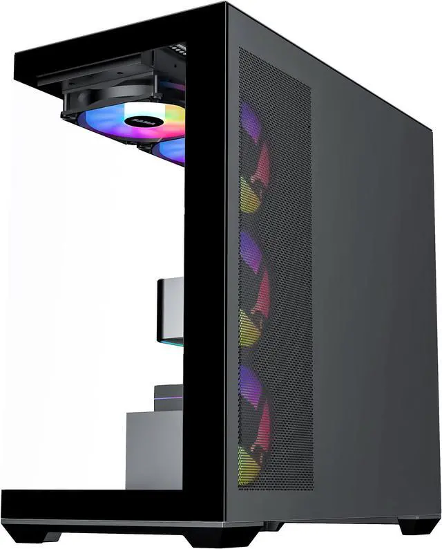 Alt view image 6 of 7 - SAMA SV01 Gaming PC Case Computer Mid Tower ATX Case with 4 Addressable RGB Fans Pre-Installed, Back Plug Motherboard Design, Tempered Glass Transparent Side Panel, Black