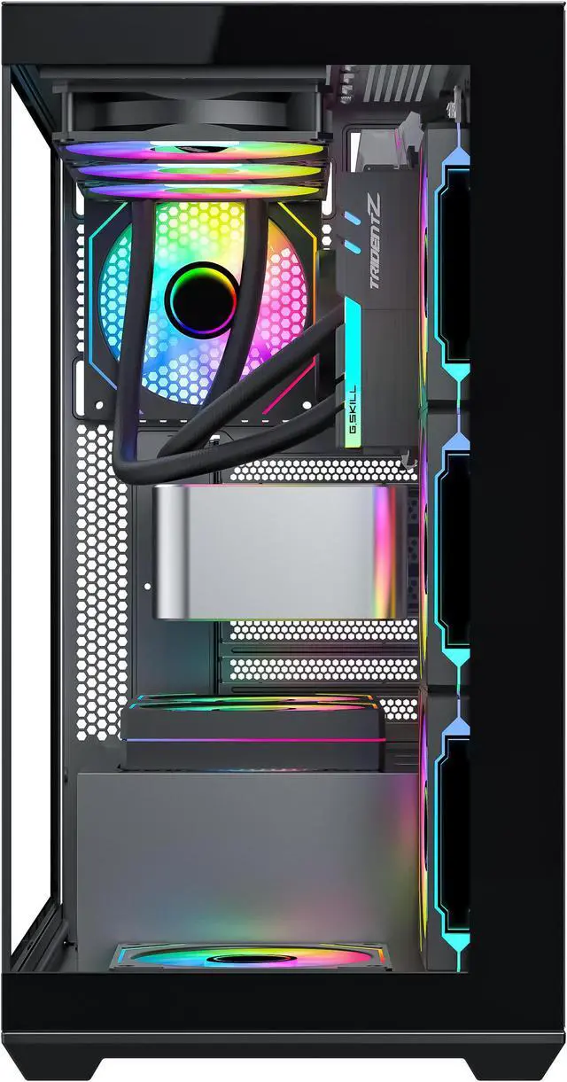 Alt view image 7 of 7 - SAMA SV01 Gaming PC Case Computer Mid Tower ATX Case with 4 Addressable RGB Fans Pre-Installed, Back Plug Motherboard Design, Tempered Glass Transparent Side Panel, Black