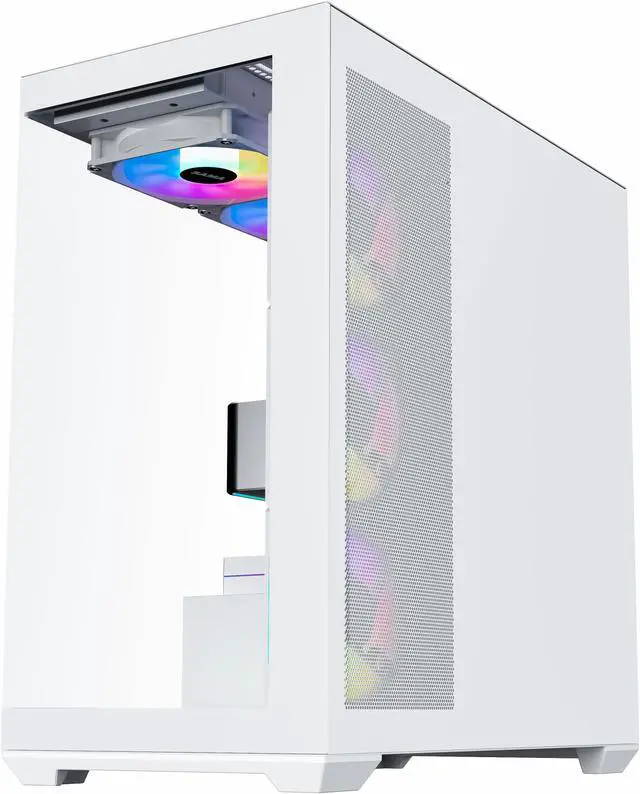 Alt view image 6 of 7 - SAMA SV01 Mid Tower ATX Gaming PC Computer Case White, 4 Addressable RGB Fans Pre-Installed, Tempered Glass Side Panel, Back Plug Motherboard Design