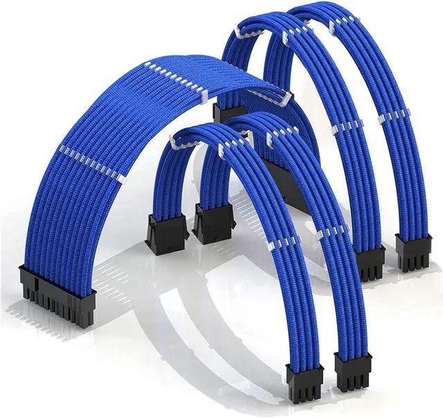 Main image of SAMA 5pcs PC Computer PSU Power Extension Cable Kit Including 1x 24 Pin For Motherboard, 2x 8 Pin (4+4) For CPU EPS, 2x 8 Pin (6+2) For GPU, 300mm Length