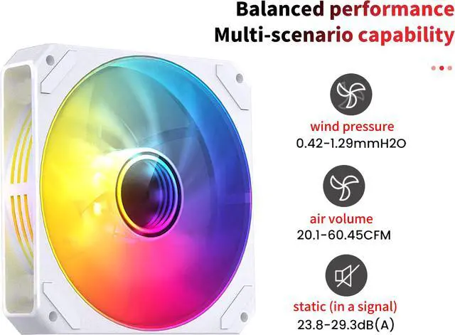 Alt view image 3 of 7 - SAMA YH1204 ARGB LED 120mm Case Fan,Reverse Blade PWM ARGB High Performance Cooling Fan, Lower Noise Level, White