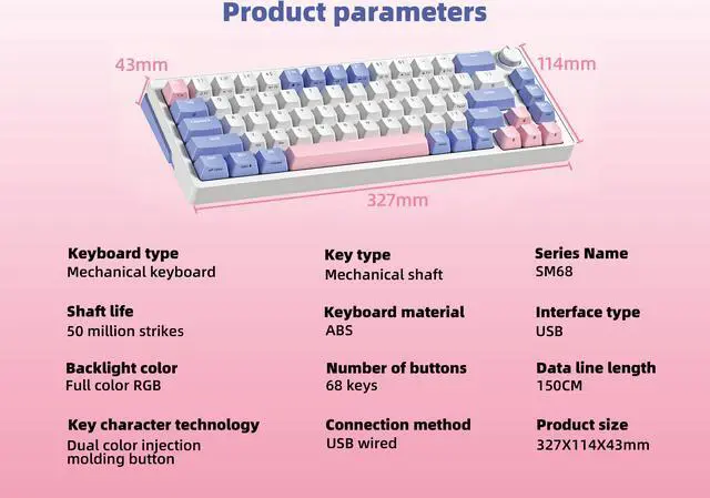 Alt view image 6 of 7 - SAMA SM68 Wireless Gaming Keyboard ,Triple Mode BT5.0/2.4G/USB-C Mechanical Keyboard,68 Keys Hot-Swappable Compact Keyboard,Rechargeable &Multifunctional  RGB Backlit Ergonomic Mini Office Keyboard