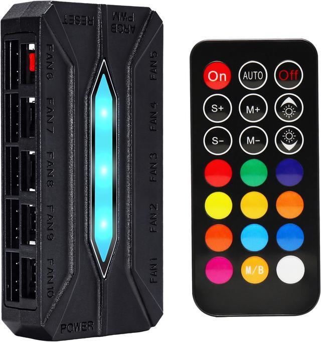 Main image of SAMA 20-Port Case Fan Hub with Remote, SATA Power 10-Port 4-Pin PWM Fan Speed and 10-Port 3-Pin ARGB Lighting Controller