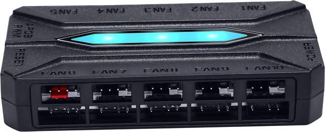 Alt view image 7 of 7 - SAMA 20-Port Case Fan Hub with Remote, SATA Power 10-Port 4-Pin PWM Fan Speed and 10-Port 3-Pin ARGB Lighting Controller