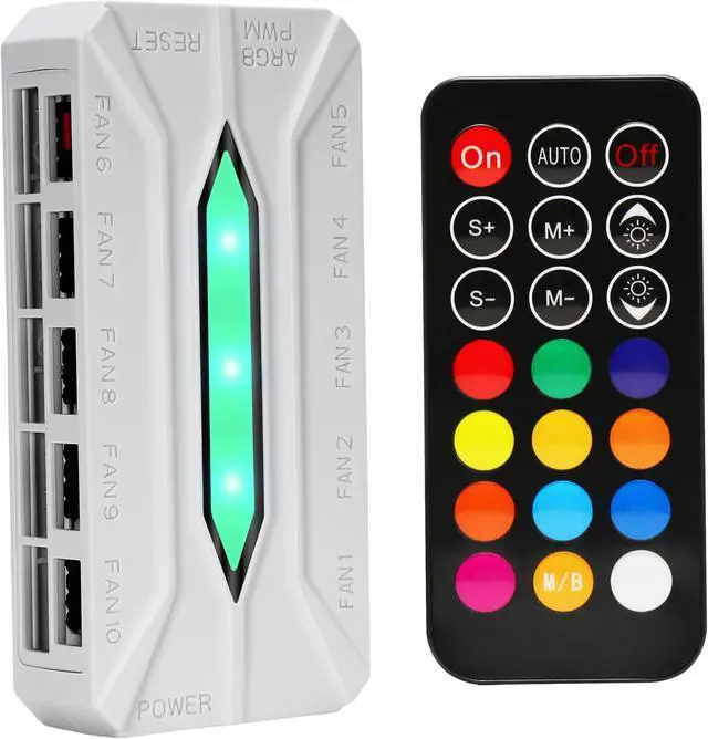 Main image of SAMA 20-Port Case Fan Hub with Remote, SATA Power 10-Port 4-Pin PWM Fan Speed and 10-Port 3-Pin ARGB Lighting Controller