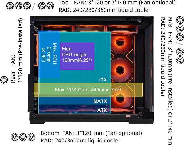 Alt view image 3 of 7 - SAMA 2851 ATX Mid-Tower PC Gaming Case, High-Airflow, Sturdy Curved Tempered Glass Front, 4 ARGB PWM Fan Pre-installed with Fan Hub, Black