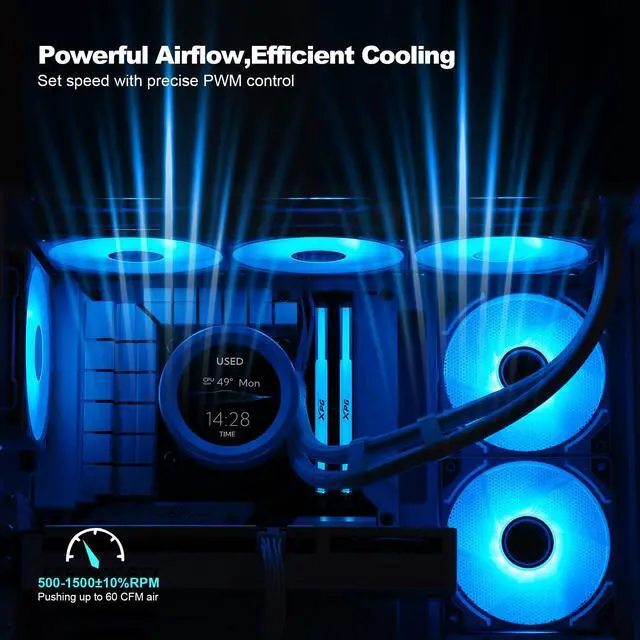 Alt view image 2 of 7 - SAMA YE1203 PWM ARGB PC Case Fan 120mm Black, 3 in 1 High Airflow Low Noise Computer Cooling Fans, RGB Intelligent Control Uni Fan