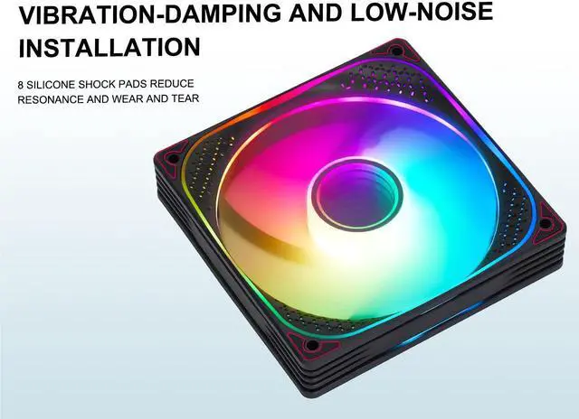 Alt view image 4 of 7 - SAMA YH1205I 120mm High Efficiency Quiet Reverse Case Fan with RGB Lighting Effect, 600-1500RPM, 12V, 65.9CFM, Hydro Bearing Black