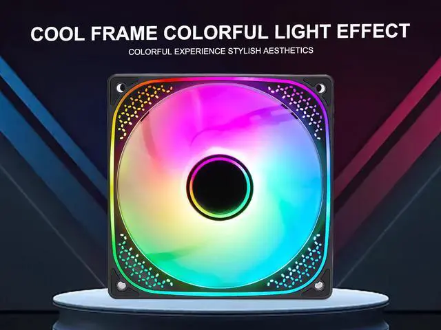 Alt view image 2 of 7 - SAMA YH1205I 120mm High Efficiency Quiet Reverse Case Fan with RGB Lighting Effect, 600-1500RPM, 12V, 65.9CFM, Hydro Bearing Black